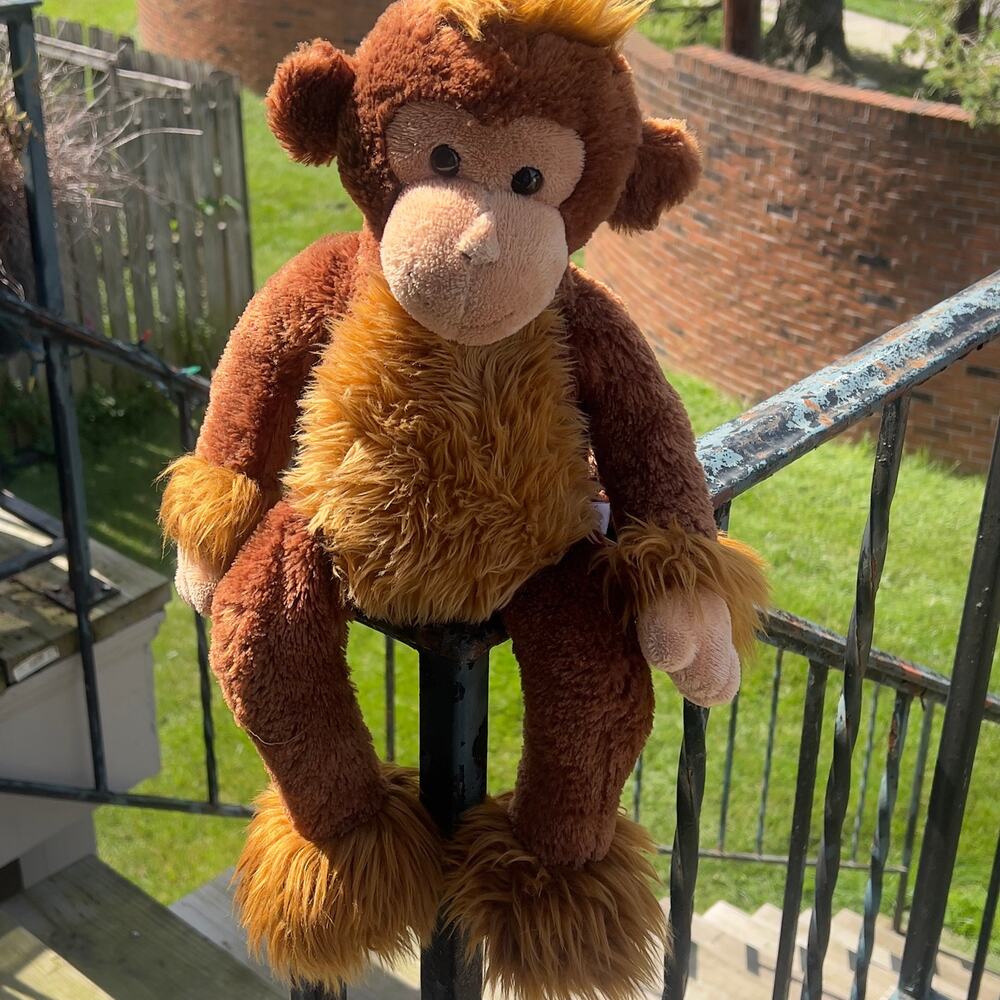Aurora World Brown Monkey Chimpanzee Plush Shaggy Fur Long Arms & Legs 2000s/Y2K